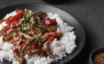 Beef Chili (Dry) with fried Rice.